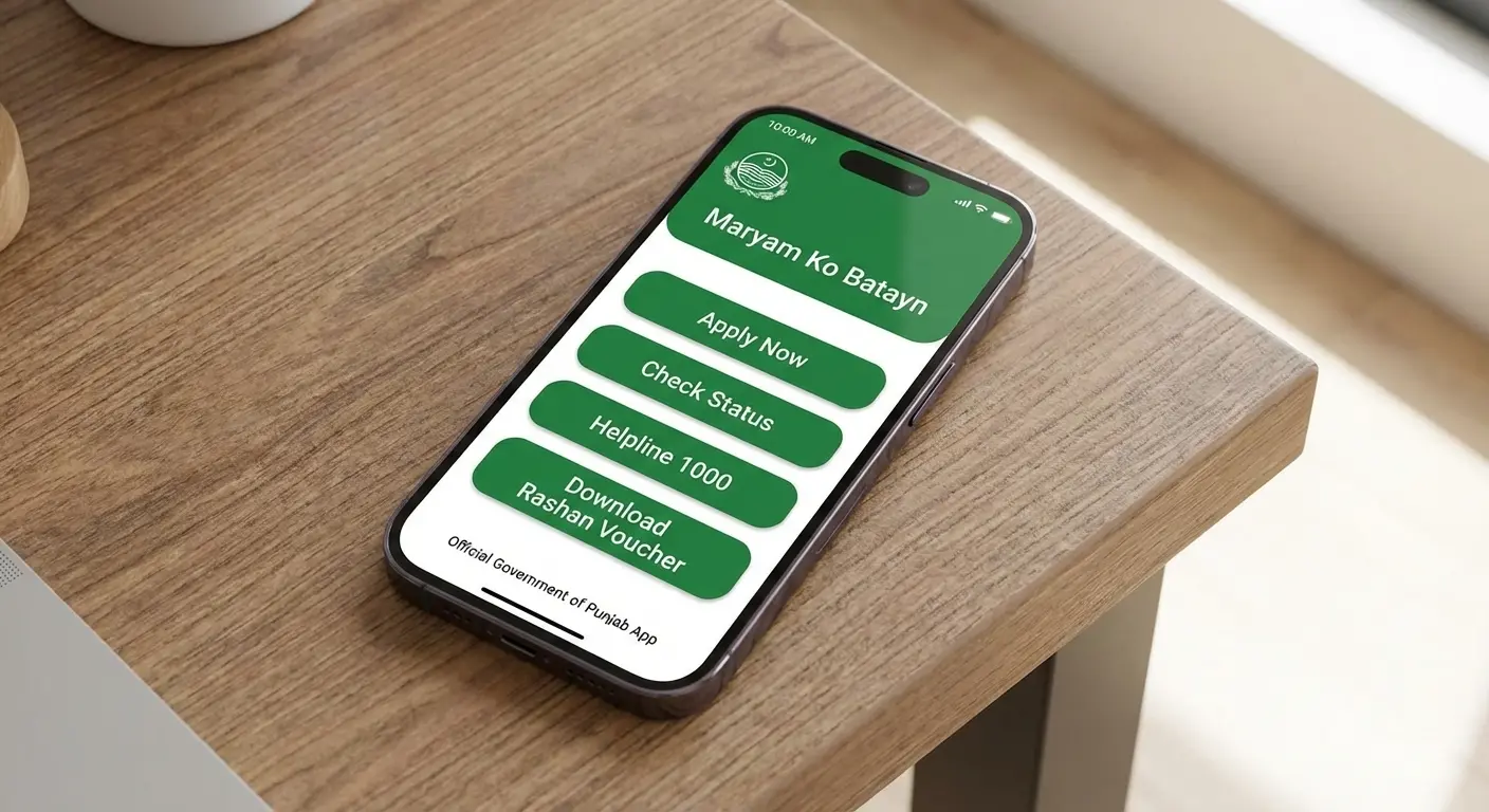 Maryam Ko Batayn App mobile screen mockup